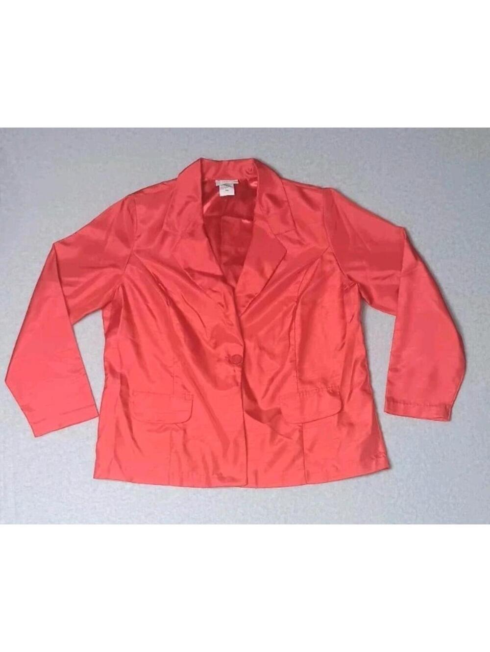 Vintage Blair Blazer Jacket Womens Size 18W Ruby Red Button Long Sleeve...
